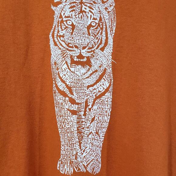 LA POP ART tiger graphic short sleeve shirt endangered species names men's XL - Picture 8 of 8